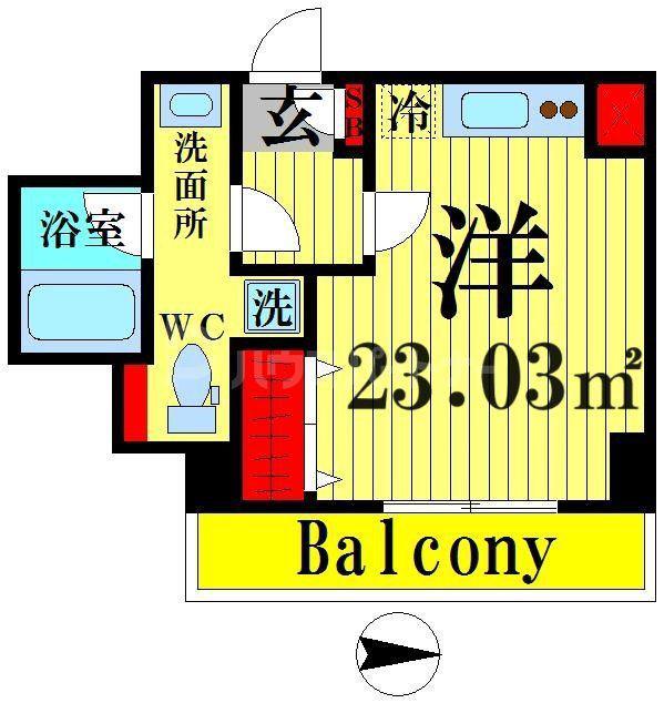 ライジングプレイス西新井(ワンルーム/4階)の間取り写真