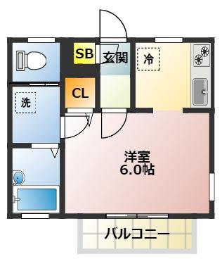 ルミエール(1K/1階)の間取り写真