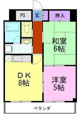 サングリートハイツ(2DK/7階)の間取り写真