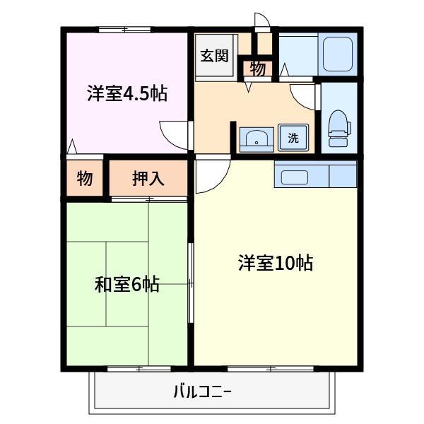 サンピュアー(2LDK/1階)の間取り写真