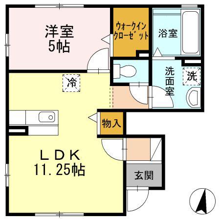 サンハウス(1LDK/1階)の間取り写真