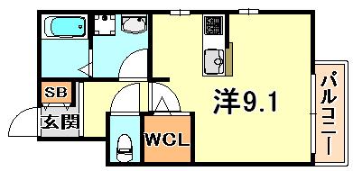 へーベルメゾン東須磨(1SK/2階)の間取り写真