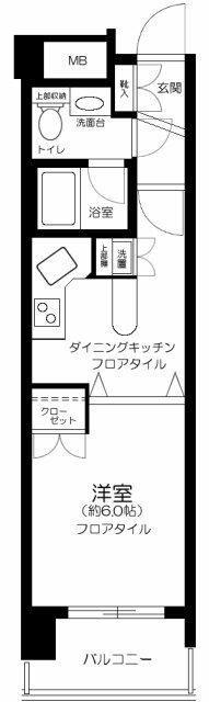 藤和六本木ホームズ(1DK/2階)の間取り写真