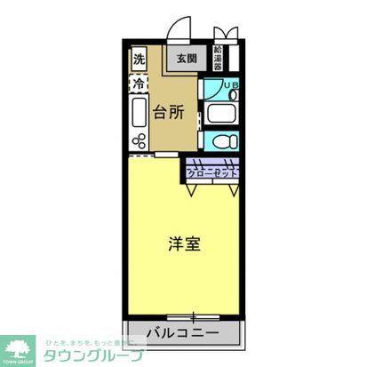 グラース(1K/2階)の間取り写真