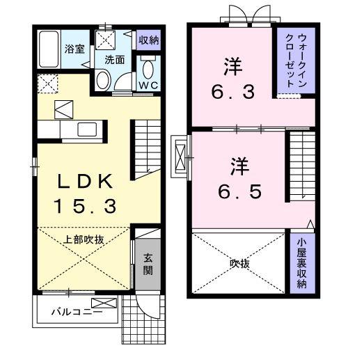 レユスィートY VII(2LDK/1階)の間取り写真