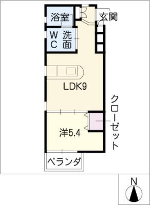 CIEL(1LDK/2階)の間取り写真