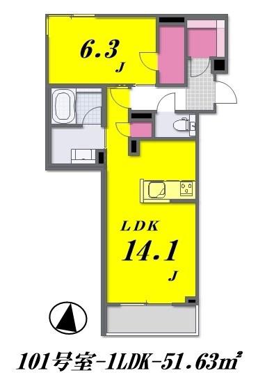 PRIME RESIDENCE 赤塚(1LDK/1階)の間取り写真