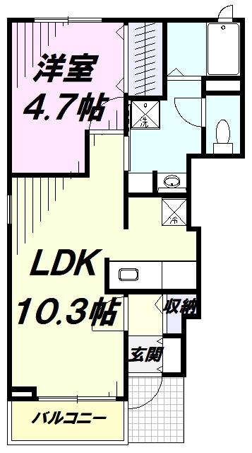 サンパティーク(1LDK/1階)の間取り写真