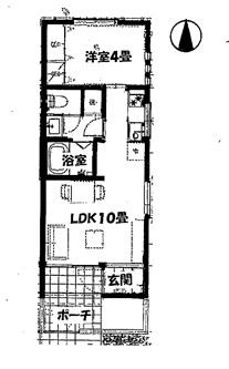 寧楽ハウス(1LDK/1階)の間取り写真