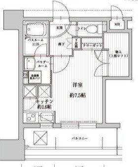 アクタス天神北(ワンルーム/7階)の間取り写真