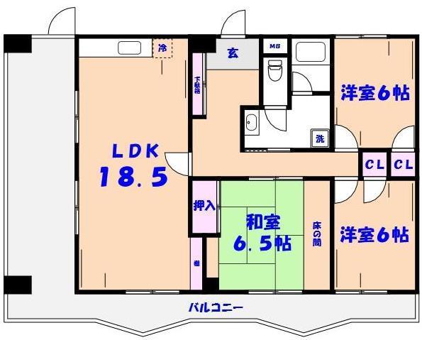 フローライト市川(3LDK/4階)の間取り写真