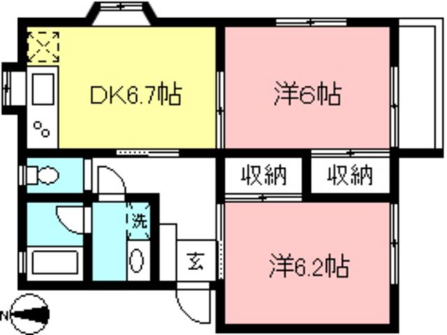 キャトル・セゾン(2DK/1階)の間取り写真