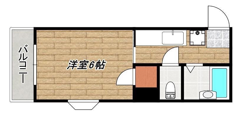 レインボー鴨池(1K/1階)の間取り写真