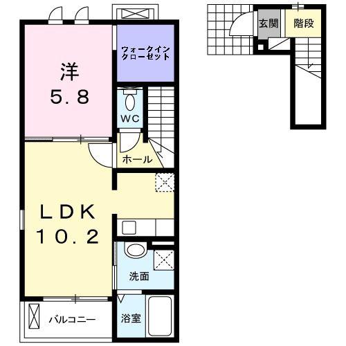スクエアイースト(1LDK/2階)の間取り写真
