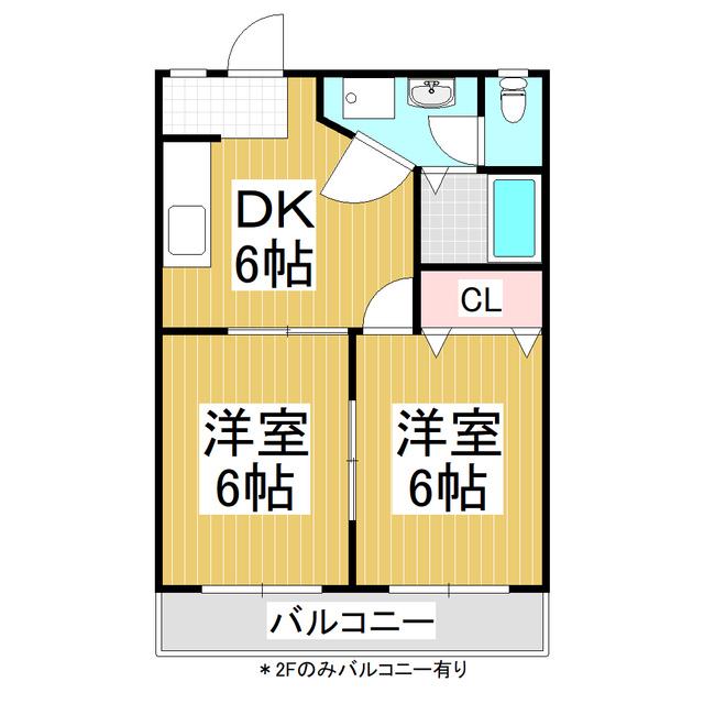 ドリーム安曇野C(2DK/2階)の間取り写真