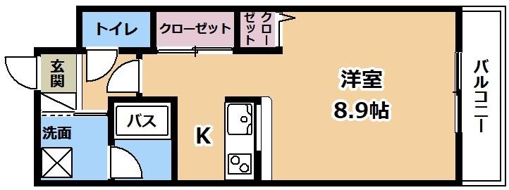 アミティエ大江I(ワンルーム/1階)の間取り写真