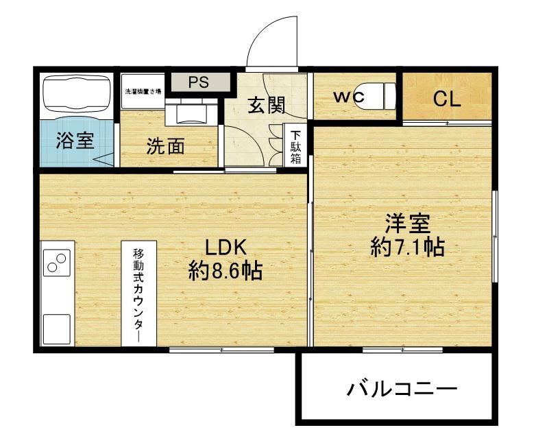 PROSPER WHITE BASEI(1LDK/3階)の間取り写真