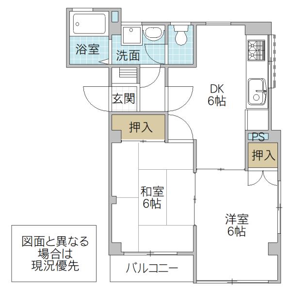 スピカハイム I(2DK/1階)の間取り写真