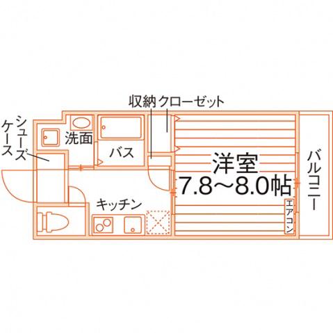 ライトモダン(1K/2階)の間取り写真