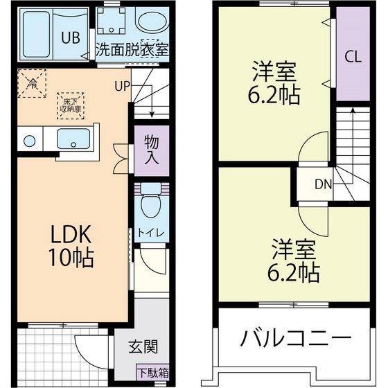 ベルレーヴ C(2LDK/1階)の間取り写真