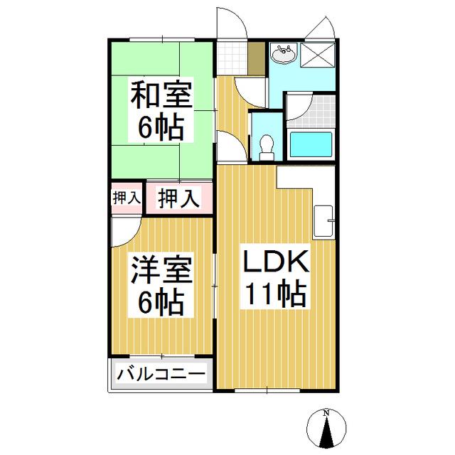 エクセルハウス一番館(2LDK/2階)の間取り写真