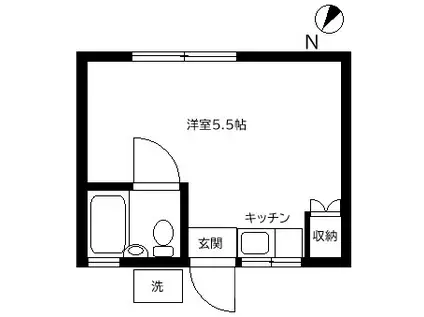クィーン平瀬Ⅰ(ワンルーム/1階)の間取り写真