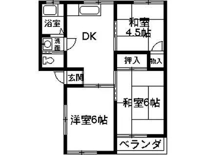 コーポハナエ(3DK/2階)の間取り写真