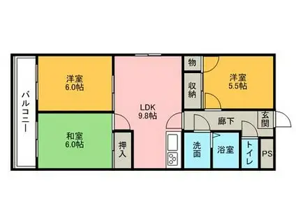 ランティスカニエ(3LDK/5階)の間取り写真