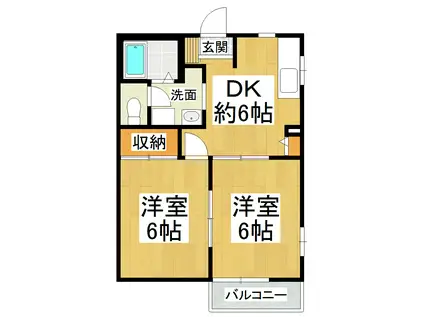 グレースハイツ美郷(2DK/1階)の間取り写真