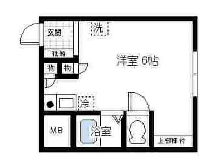 ヴィラ瀬田川(ワンルーム/2階)の間取り写真