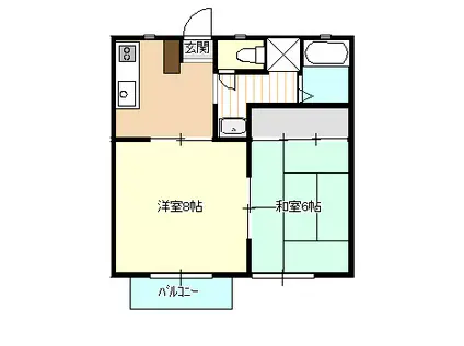 エスポワール上野(2K/2階)の間取り写真