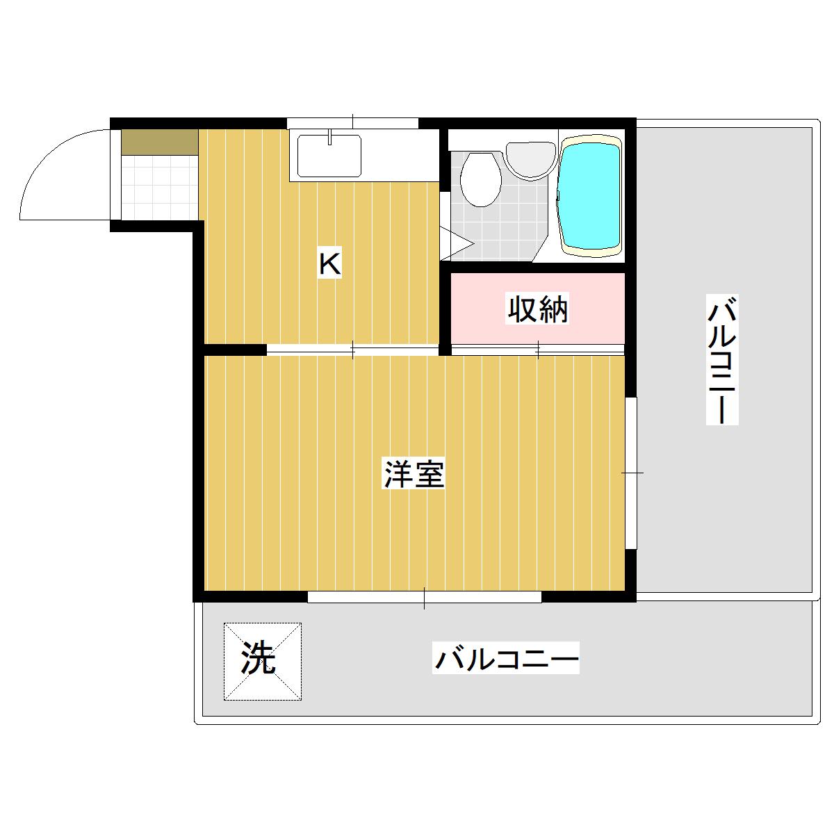 サンケンハイム(1K/3階)の間取り写真