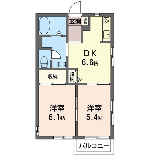 メゾンベール(2DK/2階)の間取り写真