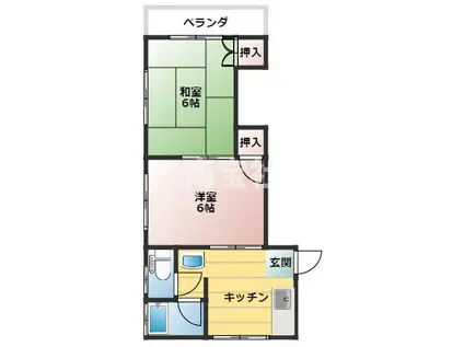 サンテラス宇宿(2K/2階)の間取り写真