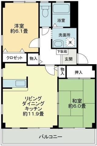 フォブールソレイユ(2LDK/2階)の間取り写真
