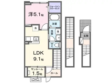 バル リヴィエール(1LDK/3階)の間取り写真