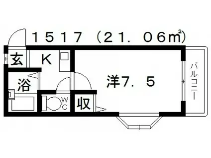 杉村ハイツIII(1K/4階)の間取り写真