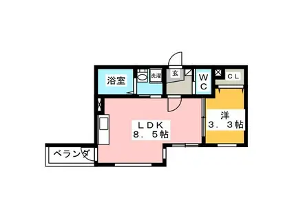 INFINA岐阜(1LDK/2階)の間取り写真
