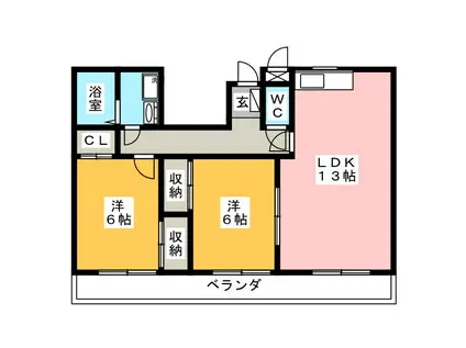 ロイヤルマンションII(2LDK/3階)の間取り写真
