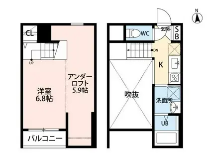 HACOKURO GARDENハコクロ(ワンルーム/1階)の間取り写真