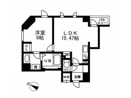 レジディア三越前(1LDK/12階)の間取り写真