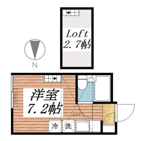 セブンハイツ(ワンルーム/2階)の間取り写真