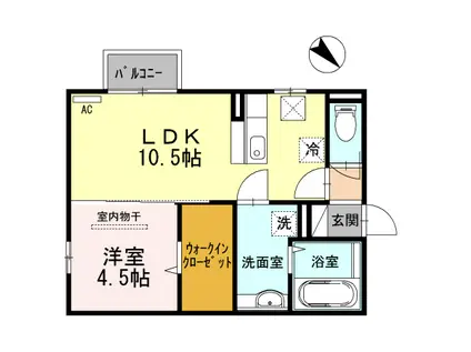 アユートA棟(1LDK/1階)の間取り写真