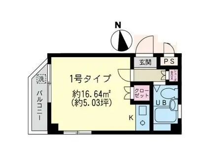 コーネル本駒込(ワンルーム/2階)の間取り写真
