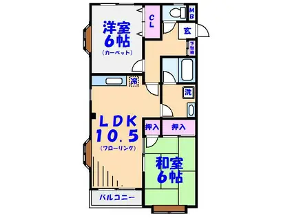 武藤第一マンション(2LDK/2階)の間取り写真