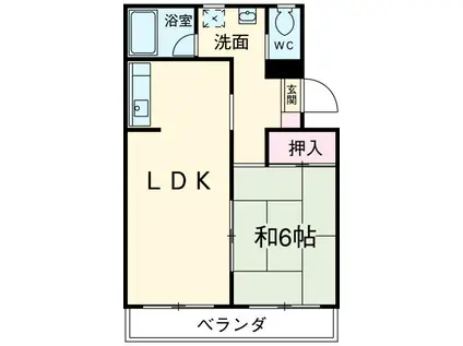メゾンドケイ麻溝台(1LDK/3階)の間取り写真