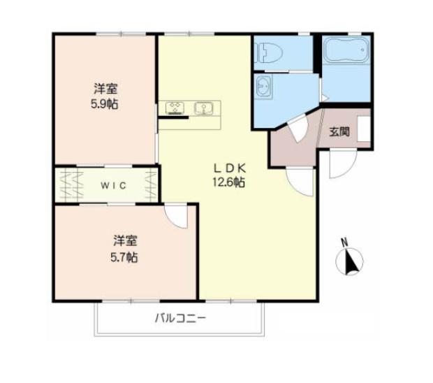 シンセリティ(2LDK/2階)の間取り写真
