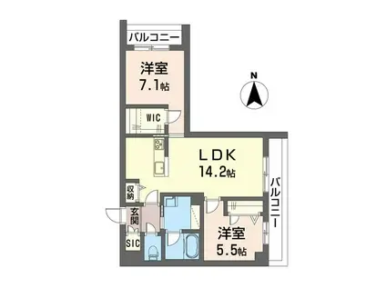 シャーメゾン オウル(2LDK/2階)の間取り写真