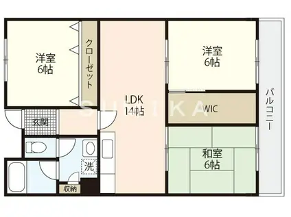 インペリアルハイツ今(3LDK/3階)の間取り写真