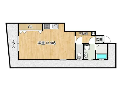 ハイツYURIA(ワンルーム/1階)の間取り写真